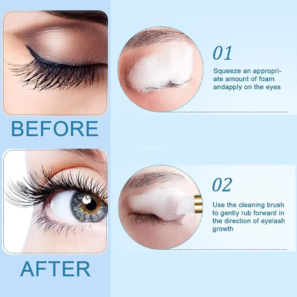 50/25 pièces dissolvant d'extension de cils avec ensemble de brosses à Mousse nettoyage des cils net