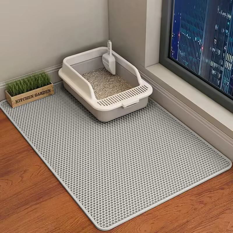 Tapis pour litière de chat, design à 2 couches, technologie de capture de sable de qualité supérieur