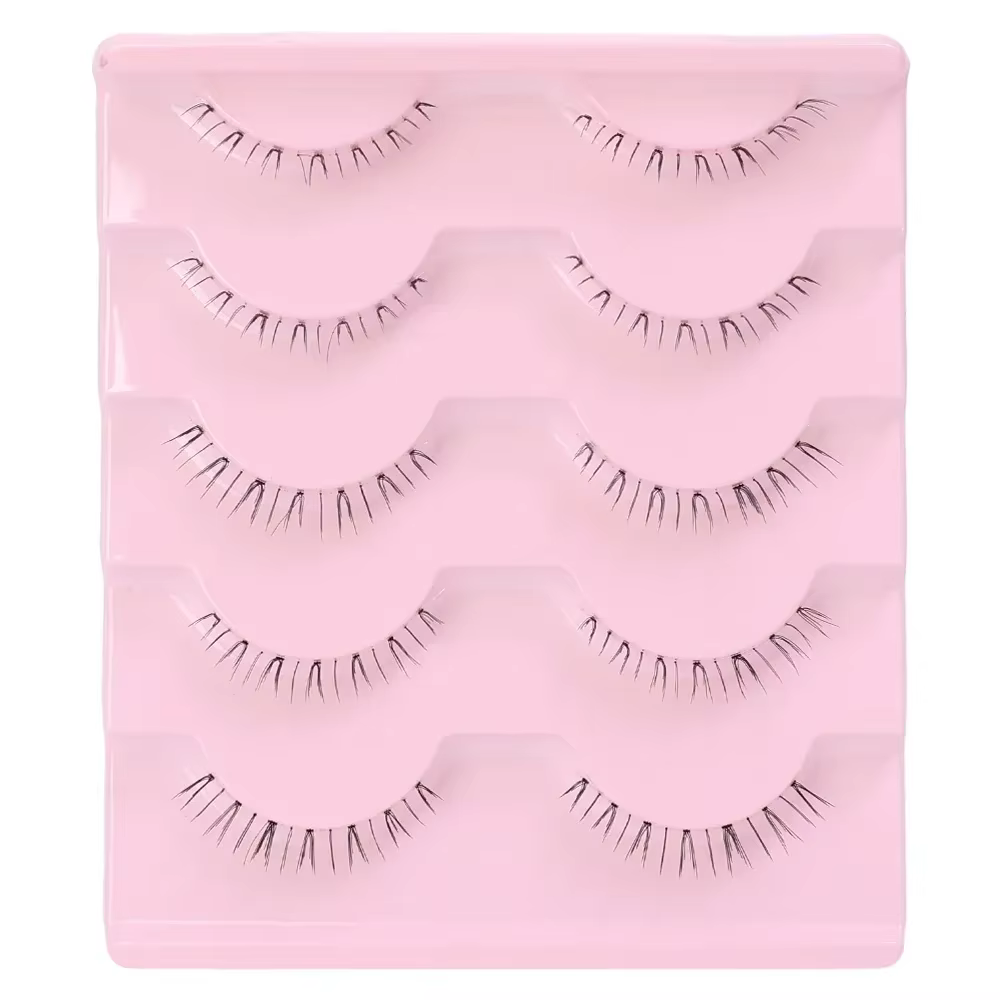 5 paires de cils inférieurs épais Pack bande transparente sous les cils 5D cils inférieurs doux fait