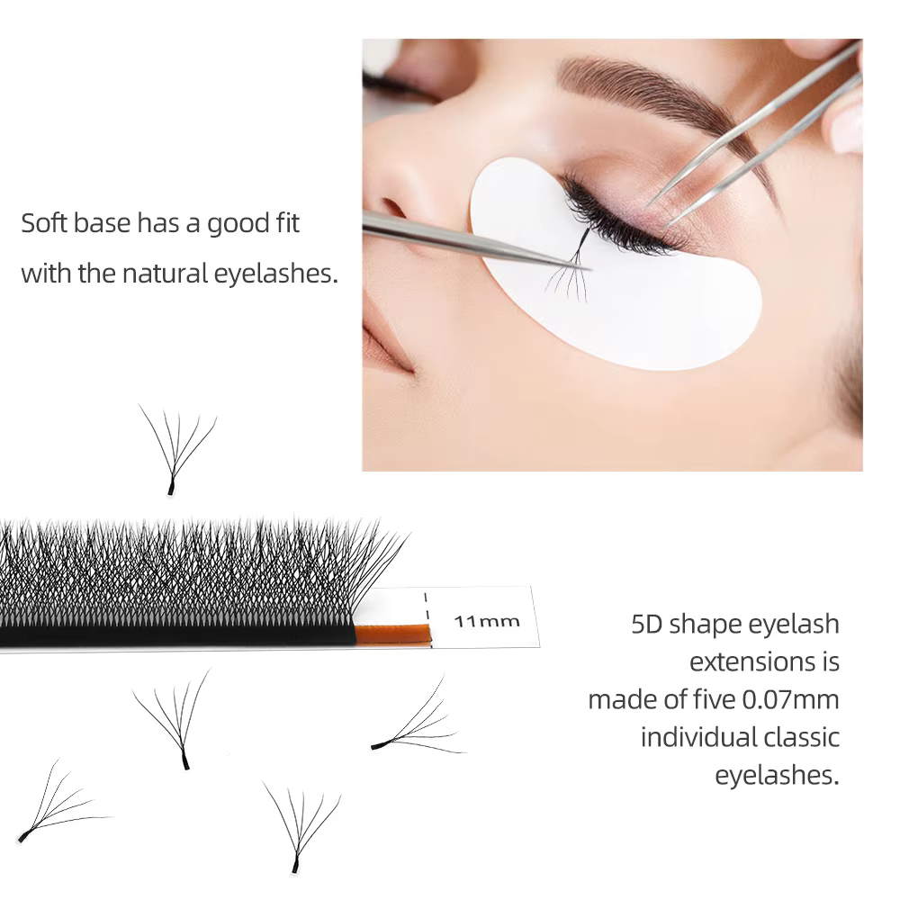 NAGARAKU Livraison Locale UE 5 Boîtes Extensions de Cils Pré-faits en Éventail Forme W Bloom 3D 4D 5