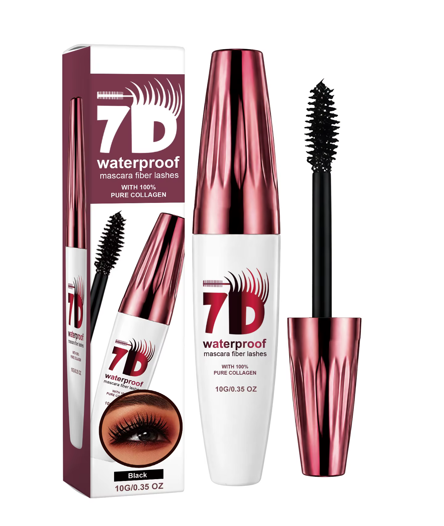 Mascara volumisant 7D, imperméable, naturel, doux, lisse, léger, longue durée, anti-bavures, maquill