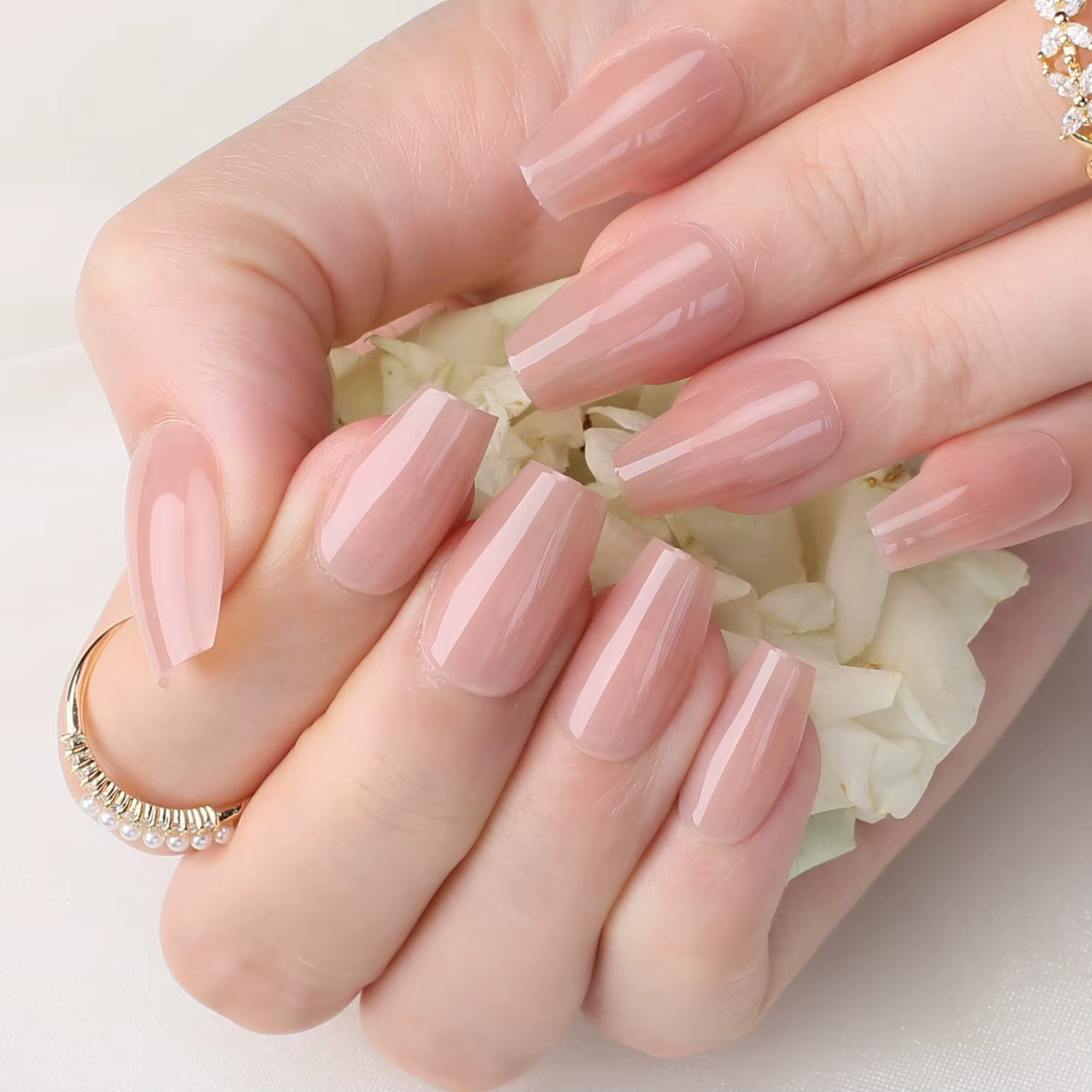 Faux ongles courts et brillants, couleur brique, cercueil, brillants, carrés, pour salon, art, Balle