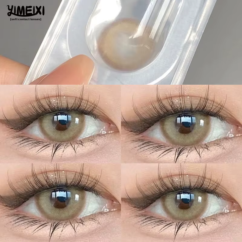 YIMEIXI 2 pièces Contacts colorés pour les yeux Nature marron yeux colorés lentilles de Prescription