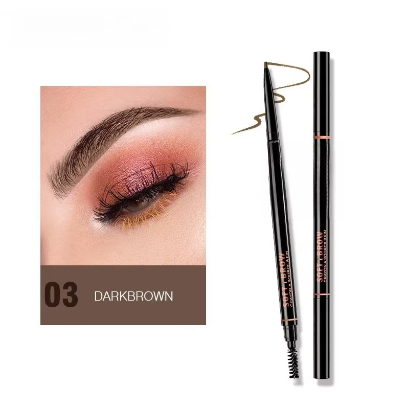 Stylo à sourcils rotatif à Double tête, étanche, avec recharge fine de 1.5mm et brosse à sourcils po