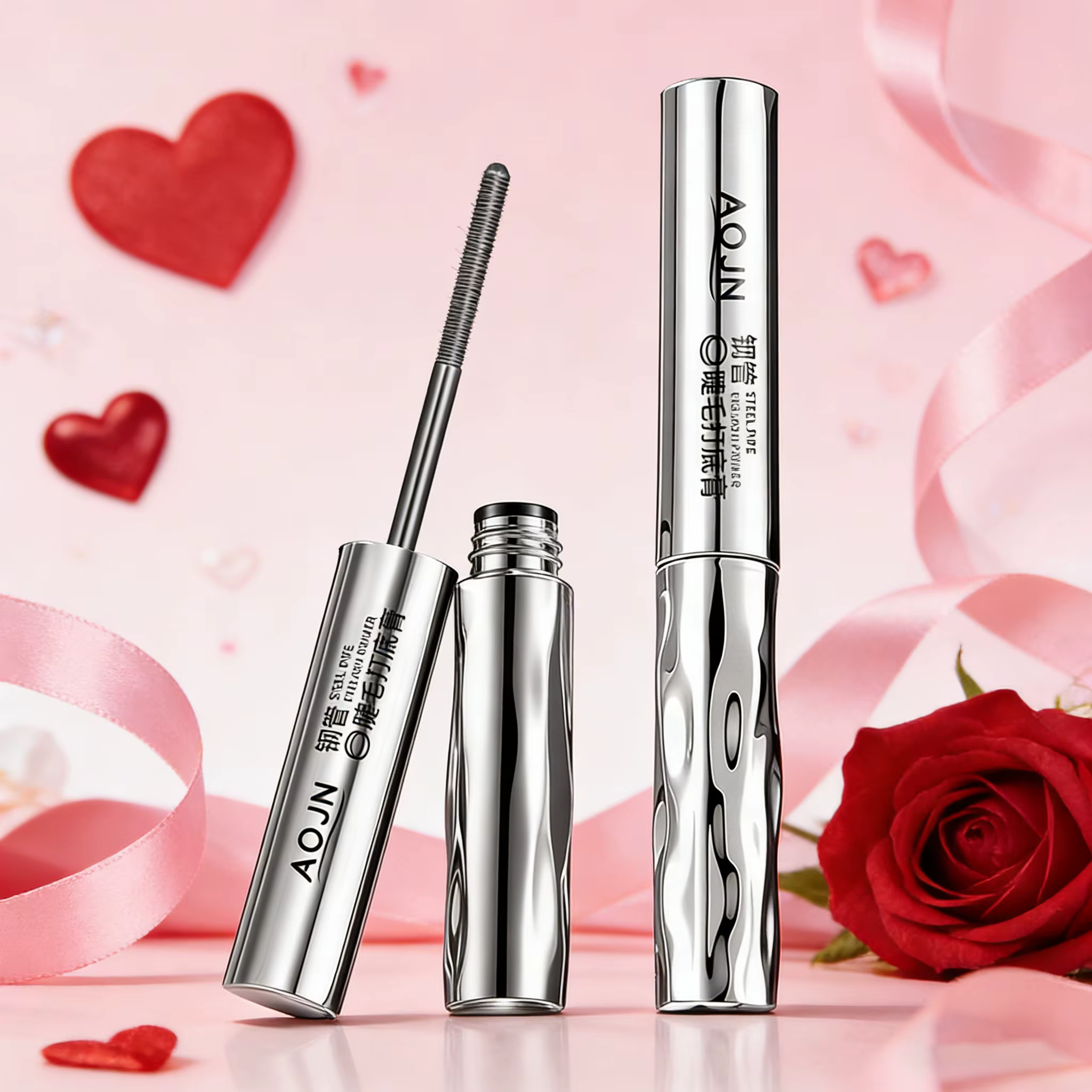 Mascara noir waterproof effet métallique - Extensions de cils en fibres de soie longues et courbante