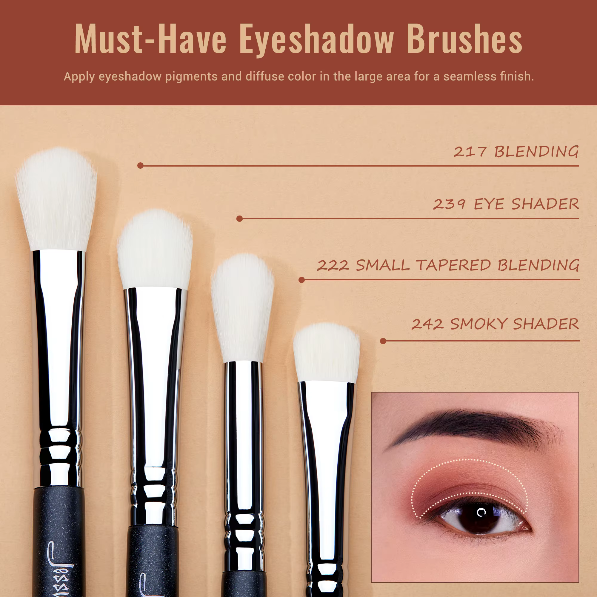 Jessup-Ensemble de pinceaux pour les yeux, pinceau de maquillage pour fard à barrage, mélange synthé