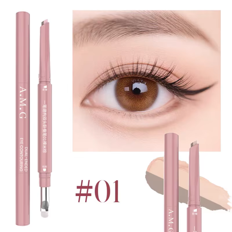 Crayon bicolore 2 en 1, ver à soie couché, rose chair, sous les yeux, mat, ombre de mise en évidence