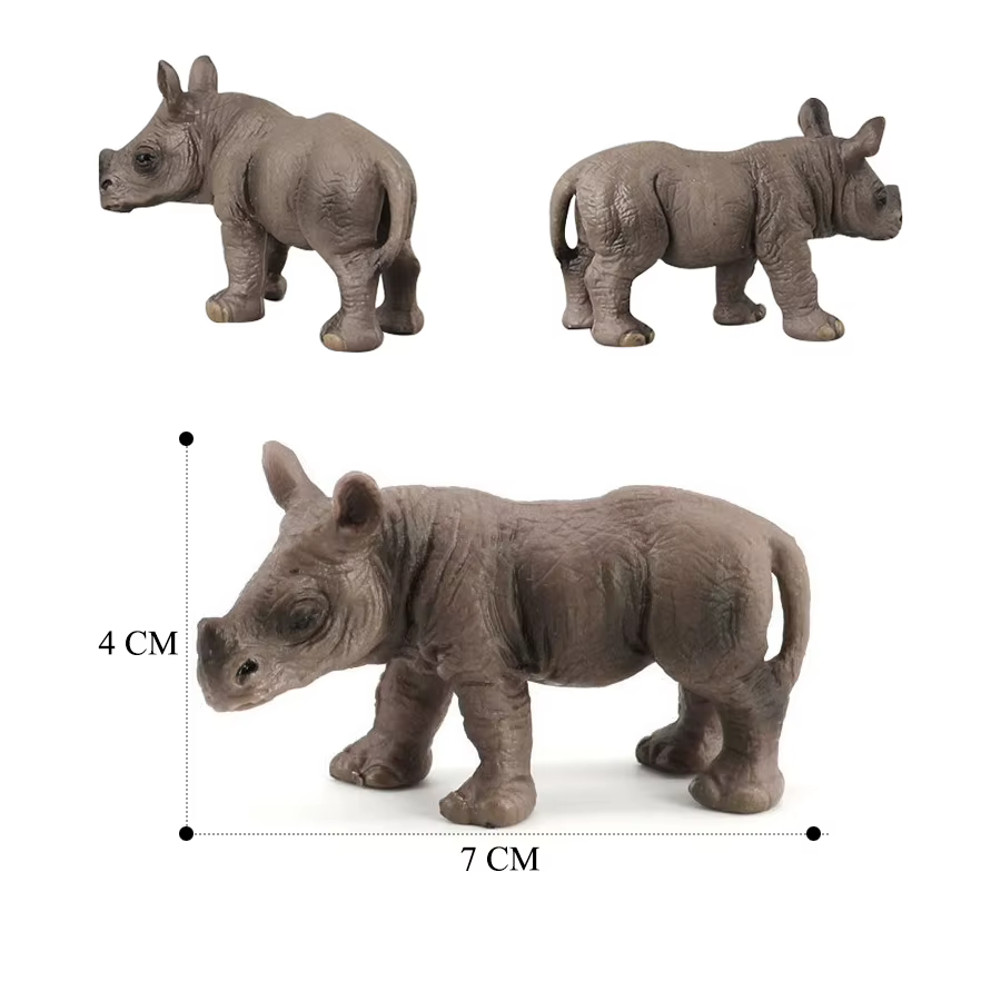 Figurines réalistes d'animaux sauvages, rhinocéros indien, modèle de jouet, figurine de rhinocéros l