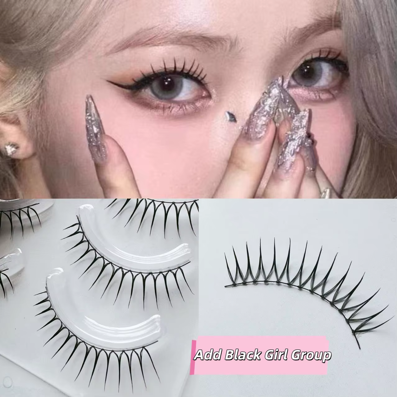 W6 + Black Cryptage Girl Group Faux cils! Groupe Love Bean girl sur appareil photo avec de toutes le