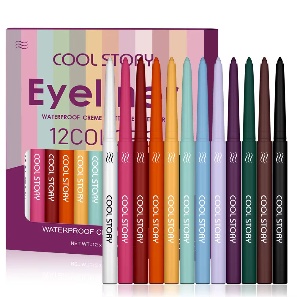 Ensemble d'eyeliner imperméable 12 couleurs, crayon crémeux mat, longue durée, résistant aux taches,