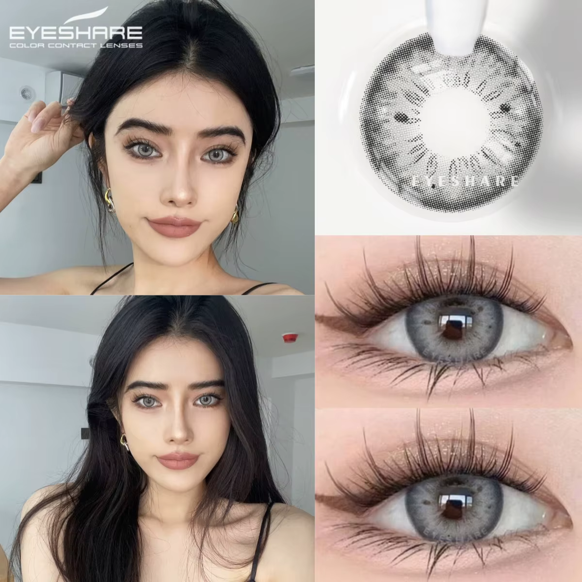 EYESHARE-Lentilles de Contact Colorées, 1 Paire, Yeux Bruns Naturels, Annuel, Mode, Vertes, Grises, 