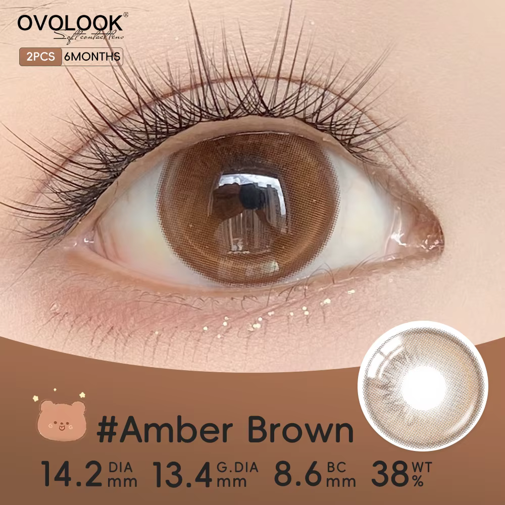 Lentilles de contact souples OVOLOOK couleur ambre naturel chaud et lumineux pour débutants, style d