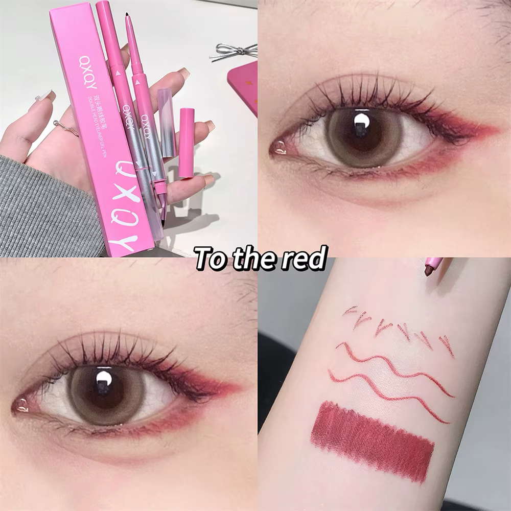 Gel pour sourcils et Eyeliner rouge Punk 2 en 1, avec brosse coudée, résistant aux taches, imperméab