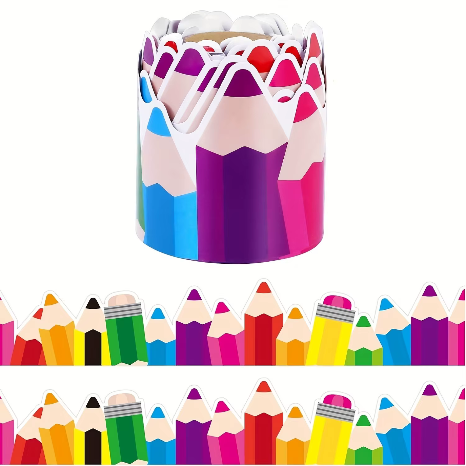 Autocollant de bordure pour tableau d'affichage en forme de crayon - Décoration colorée pour la rent