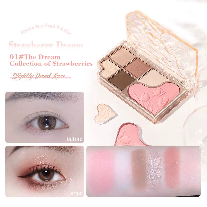 Palette de fards à paupières mélangeable de 6 couleurs, formule de poudre à Texture Fine et douce, i
