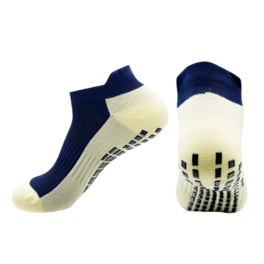 1 Paire de Chaussettes de Football Courtes Neuves, Grises, Antidérapantes, avec Semelle en Coton Inv