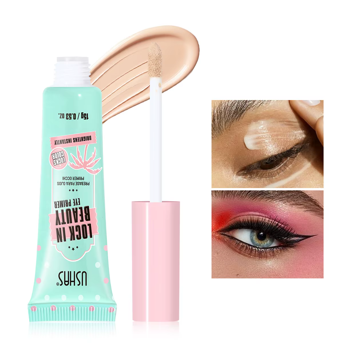 USHAS Primer pour les yeux, effet de maquillage longue durée, modifie le teint des yeux, améliore la
