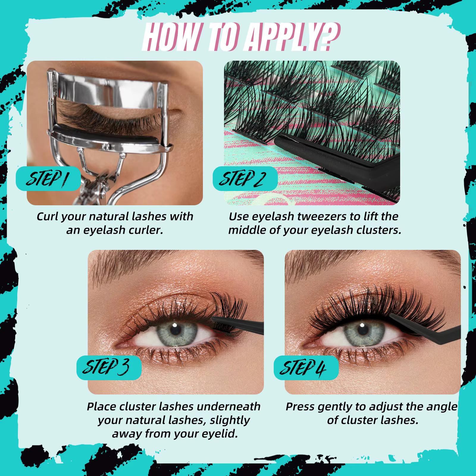 Amzgirl-Kit d'Extensions de Cils avec Pince à Épiler et Dissolvant, DIY, 144 Pièces