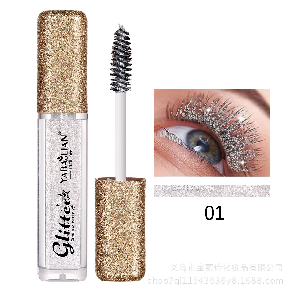 Mascaras à paillettes argentées et dorées, séchage rapide, longue durée, imperméable, recourbé, épai