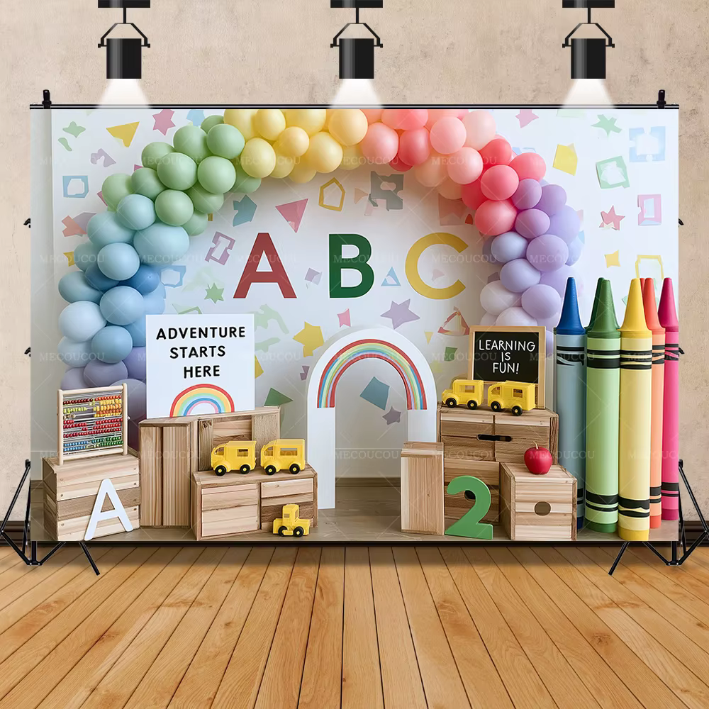 Bannière de rentrée scolaire avec motif crayon, tableau noir, autobus scolaire, pour décoration de c