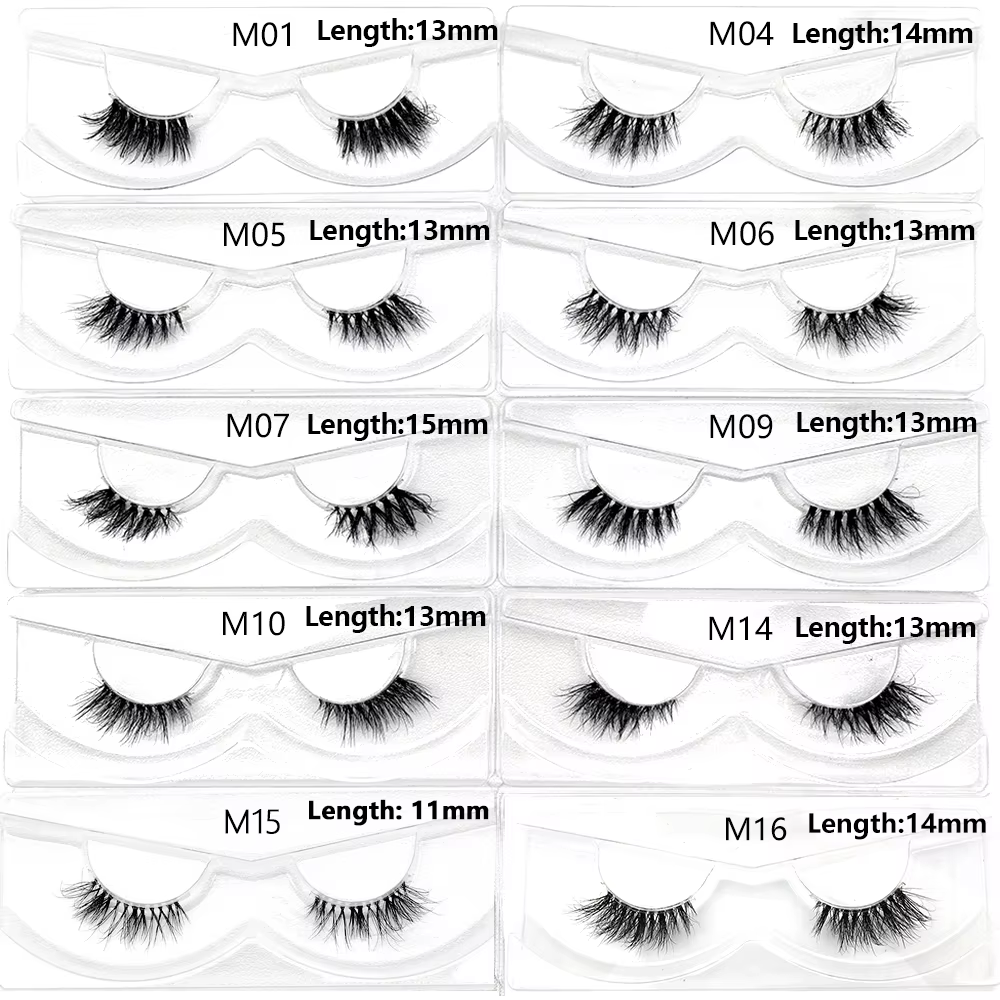 Articles en vrac 10/30/60/100 paires demi-cils de vison naturel longs moelleux vaporeux demi-cils Ex