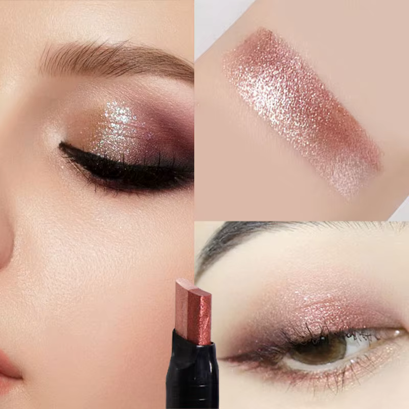 Bâton de fard à paupières Double couleur dégradé, crayon deux tons scintillant, stylo métallique par