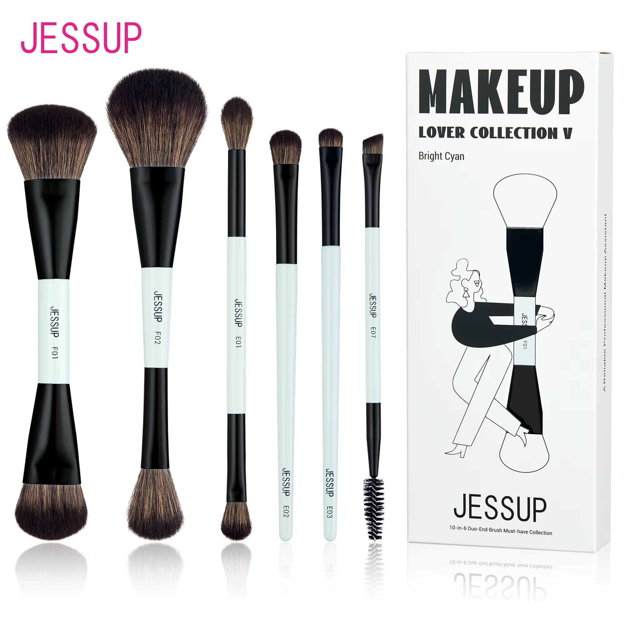 Jessup ensemble de pinceaux de maquillage pinceaux de maquillage Double face fond de teint Contour B