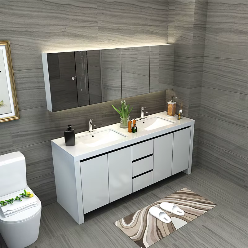 Meuble de salle de bain en bois massif 2026, meuble-lavabo moderne en chêne sans peinture, meuble de