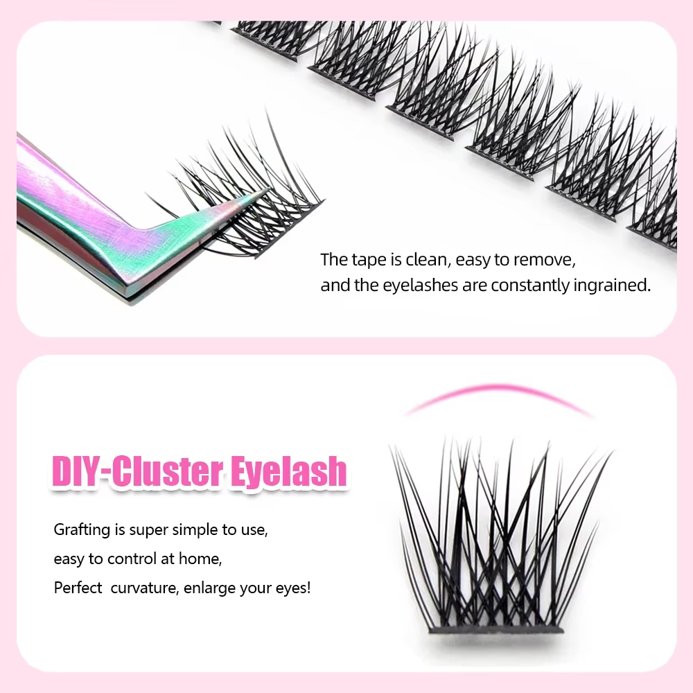 10 étuis/lot YUANZHIJIE grappes de cils sans nœuds 100% cils Anime touffetés à la main Premium Mater