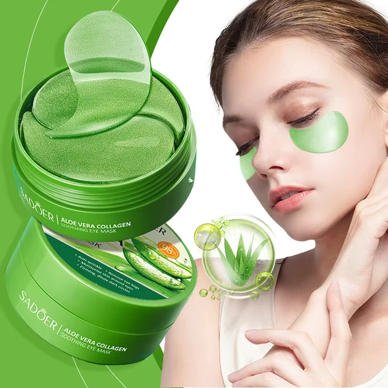 SADOER 60 pièces masque pour les yeux au collagène et à l'aloe Vera patchs Anti cernes sacs pour les