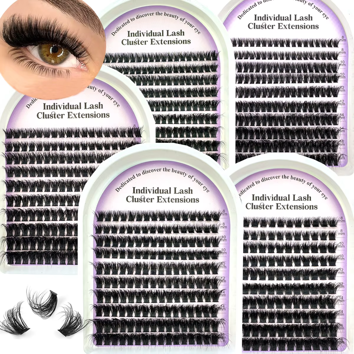 10 rangées 5D grappes de cils épais moelleux 60-160D D/DD Curl cils individuels vaporeux 8-16mm méla