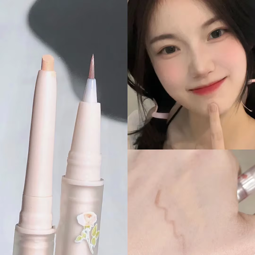 Crayon Eyeliner diamant à paillettes, surligneur, ombre à paupières couchée, stylo ver à soie, maqui