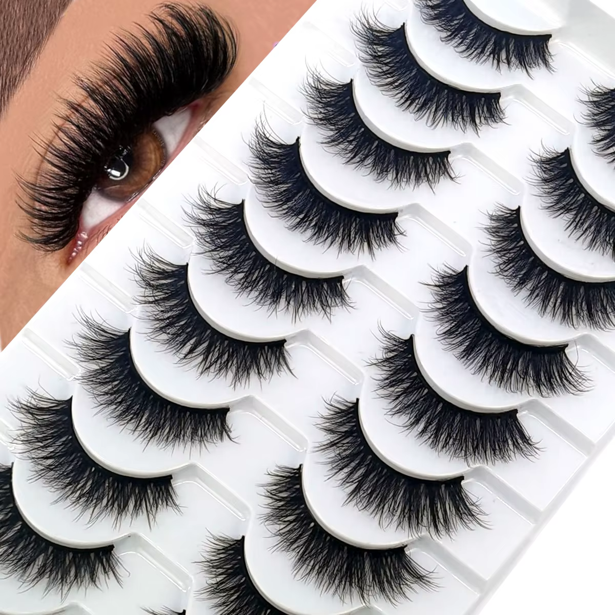 HBZGTLAD 10 paires Faux vison Faux cils naturel Long maquillage 3d vison cils Extension cils courts