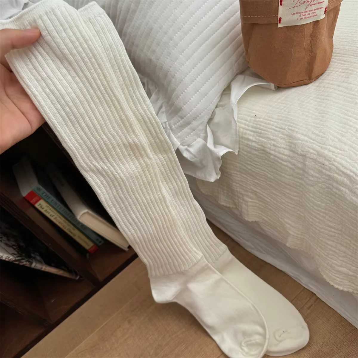 Chaussettes tricotées en coton pour femmes, chaussettes longues, cuisses hautes, JK, chaussettes aux
