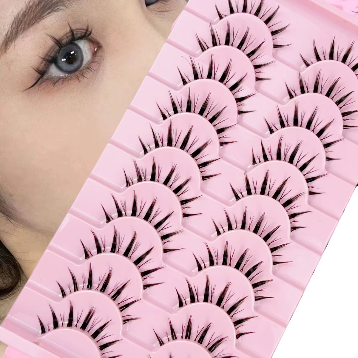 10 paires de faux cils de style anime diabolique, courbures C, effets naturels et spectaculaires, ti
