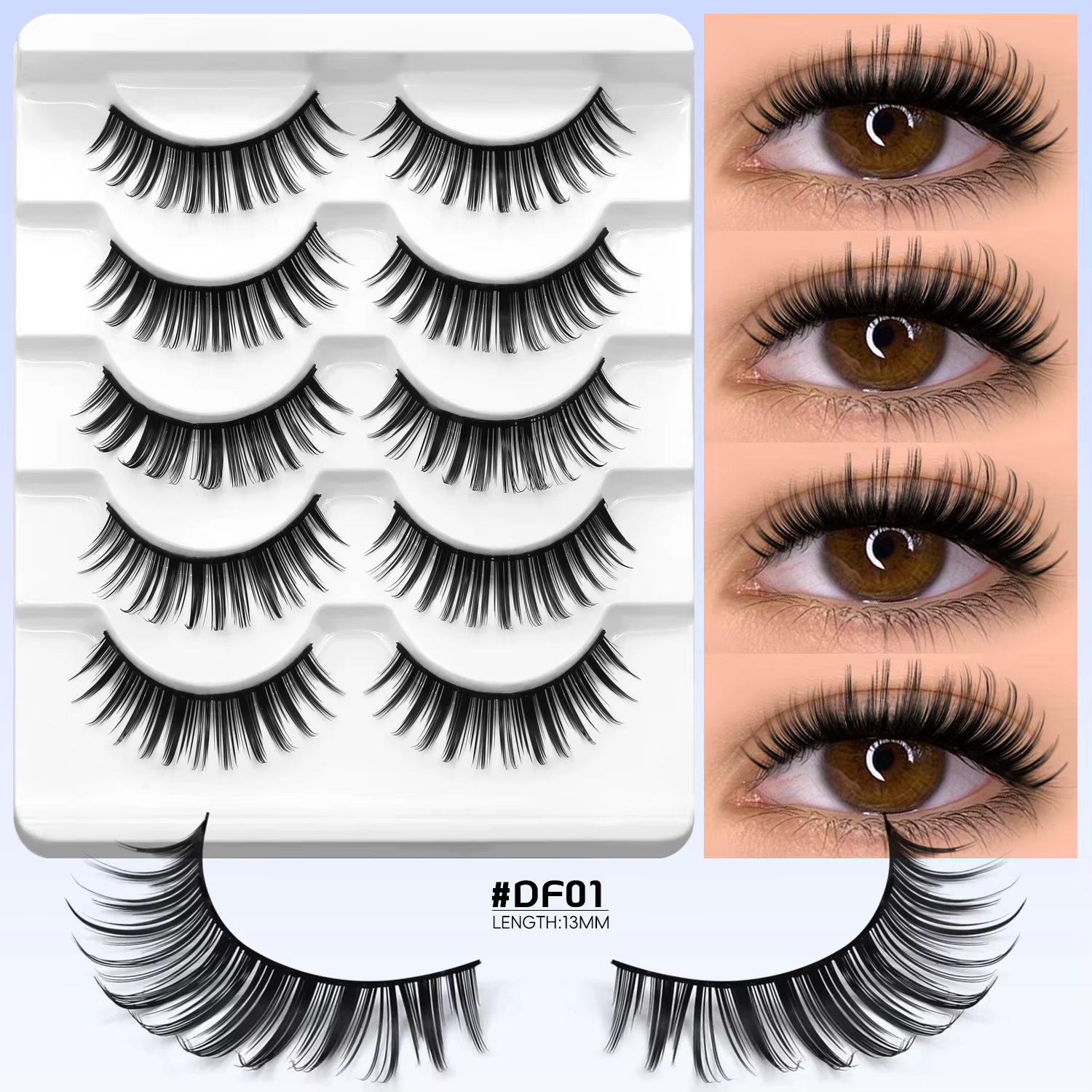 LASVIREY Cils effet œil de chat, faux cils naturels et volumineux, doux et légers, longs, en imitati