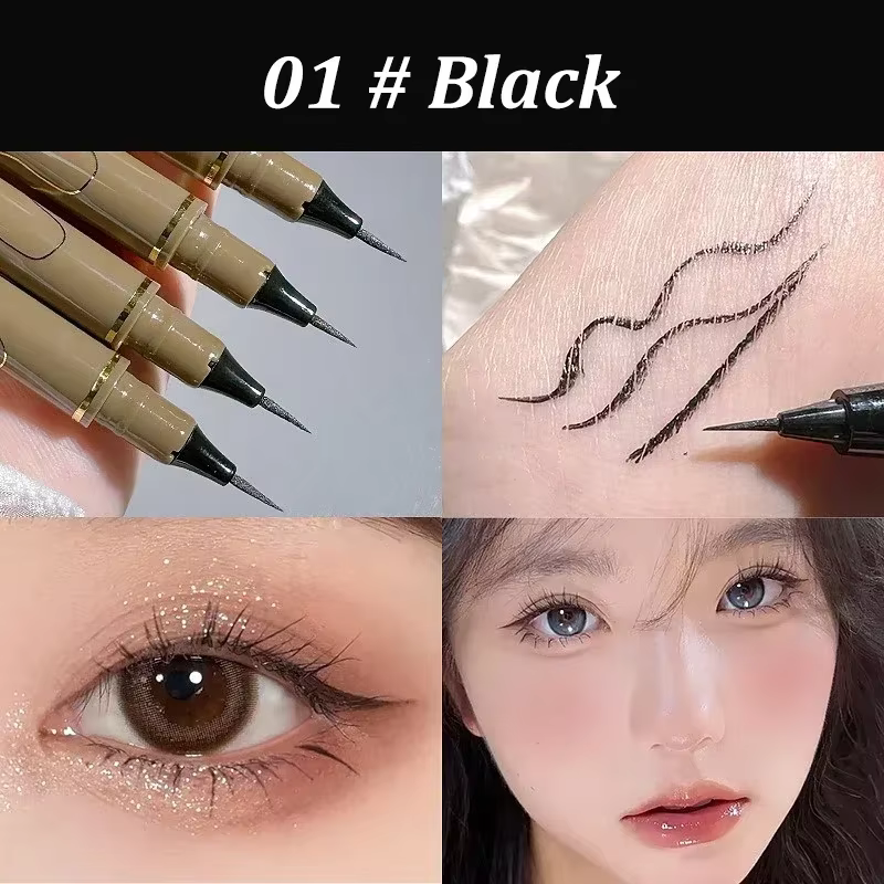 Stylo Eyeliner Ultra fin pour cils inférieurs, noir et marron, imperméable, durable, lisse, couché,