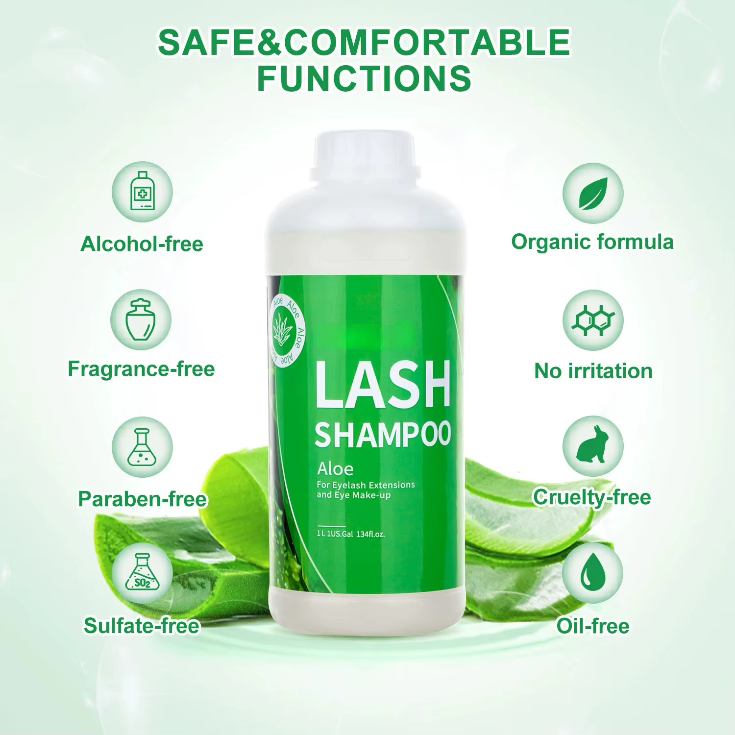 Mousse nettoyante pour cils 1L, shampoing sans pompe d'irritation, Kit de levage et de croissance de