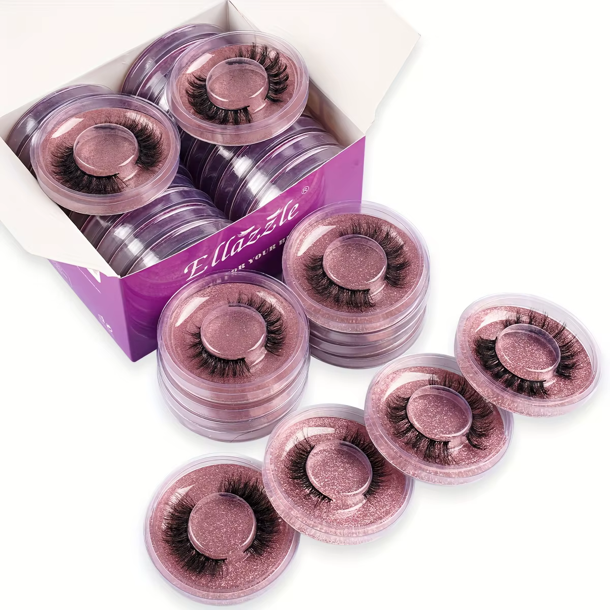 20 paires 4 Styles vaporeux Faux vison Faux cils mélangés dramatiques épais bouclés moelleux bande c