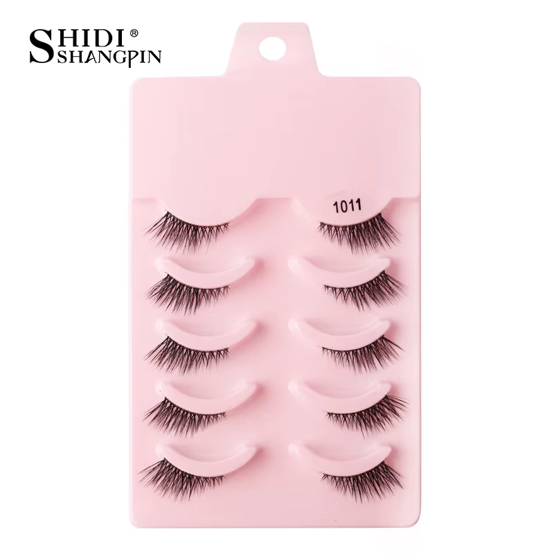 Faux cils demi-bouquet 10-5 paires, effet œil de chat, extension de cils 3D en vison, maquillage nat