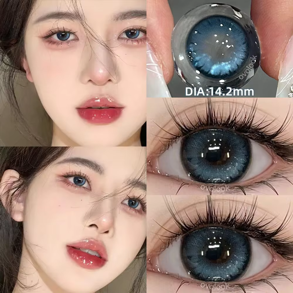 OVOLOOK-1 paire de lentilles de Contact colorées pour les yeux bleu élèves myopie lentilles de coule