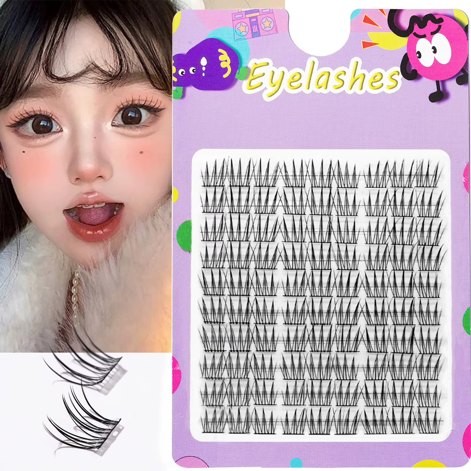 90duo Girl Group Eye Nature trilogie bande dessinée faux cils, doux et légers, grappe unique de cils