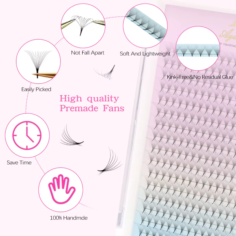 Mélange de faux cils en éventail préfabriqués, 5 étuis, volume russe, extension de cils, faux vison,