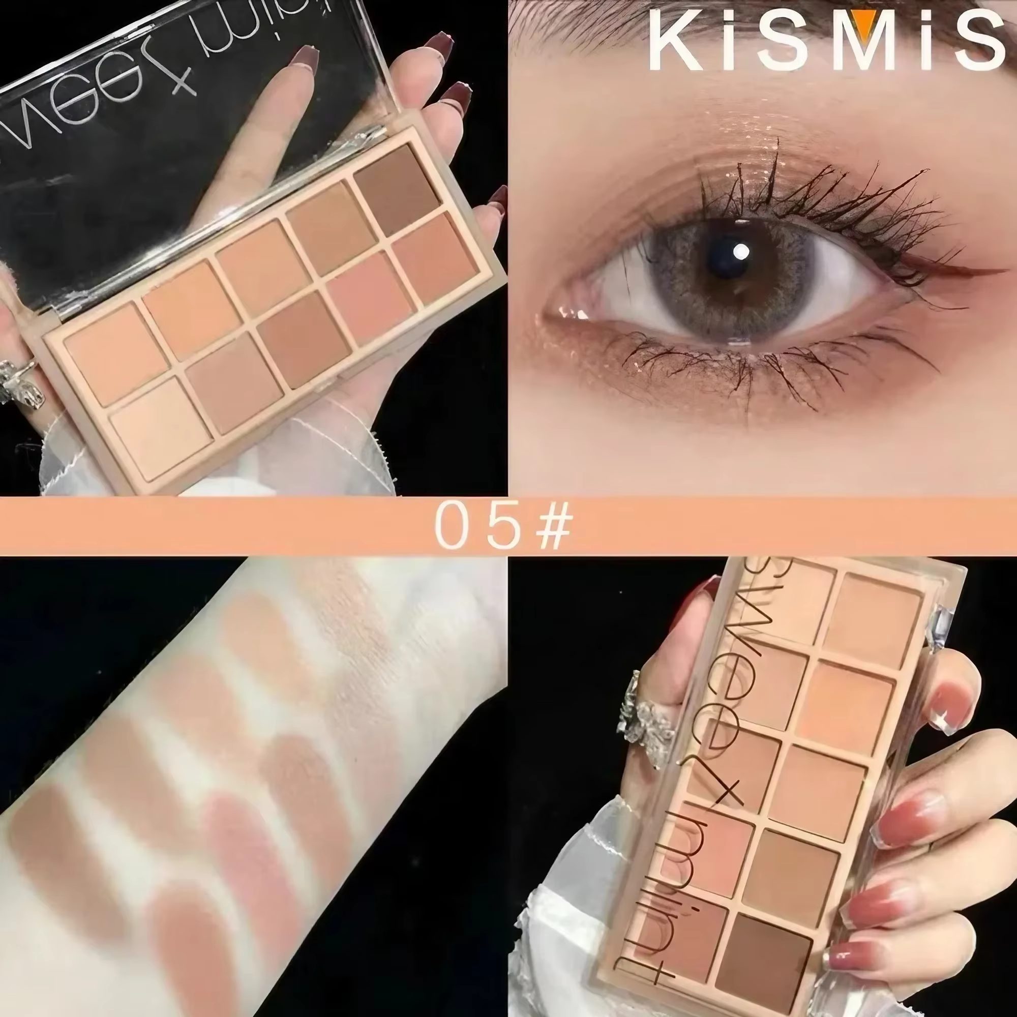 Palette de fards à paupières tonifiés Cool, Nude Smokey, mat, paillettes, marron doux, haute brillan