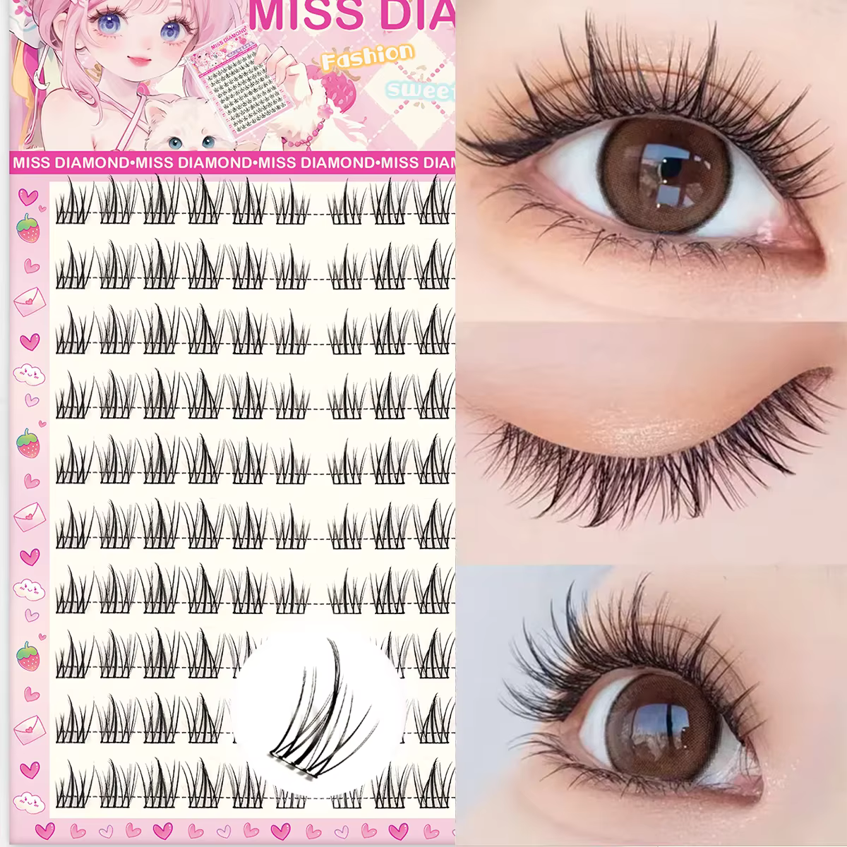 Faux cils sans colle – Application facile en 3 étapes, aspect naturel, parfaits pour les débutants a