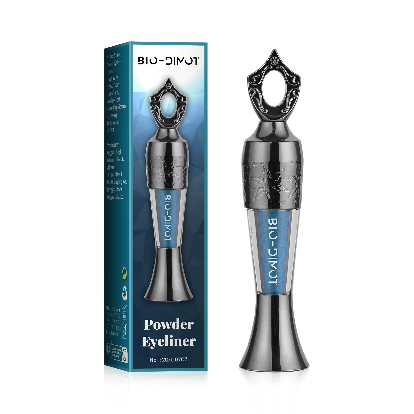 Eyeliner en poudre bleue imperméable et anti-taches – Longue durée, couleur intense pour la natation