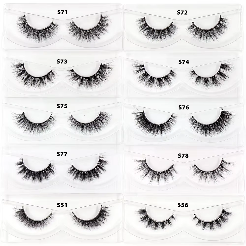 30/60/100 paires de cils de vison sans boîte cils de vison 3D courts faux cils de vison naturel en v