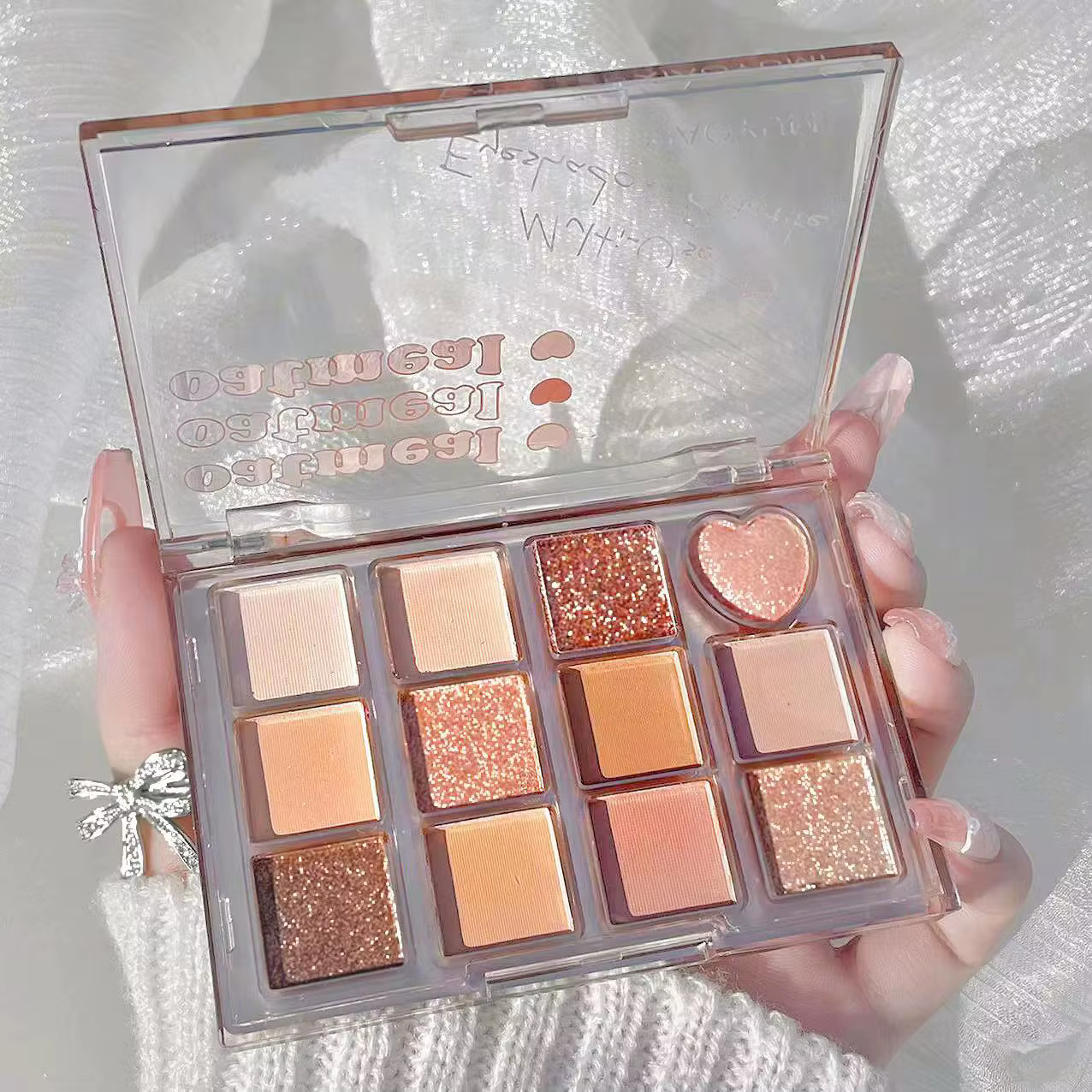 Belle palette de fards à paupières de douze couleurs, paillettes fines nacrées mates, thé au lait Pu