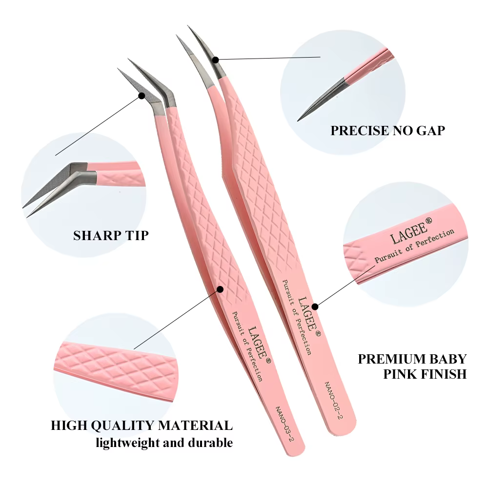 LAGEE pince à épiler extension de cils volume précis luxe diamant poignée 420 acier inoxydable haute