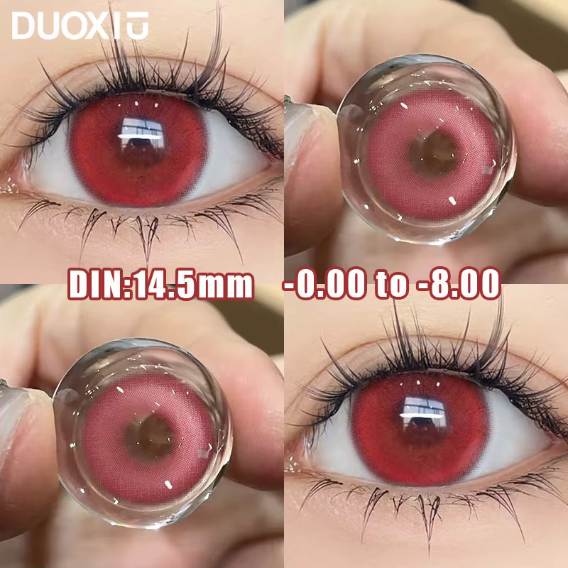 DUOXIU 1 paire de lentilles de Contact de couleur rouge pour élèves, yeux myopes de haute qualité -